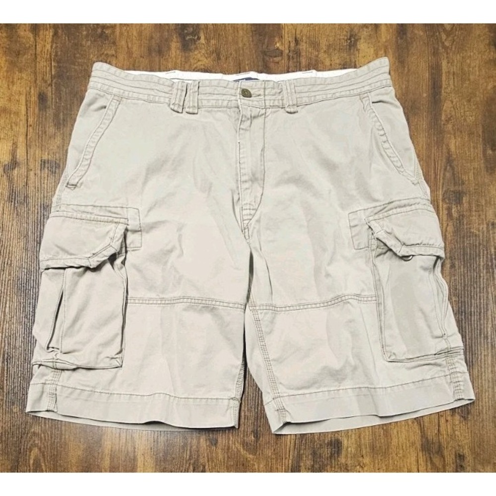 Vintage Polo Ralph Lauren Cargo Shorts Mens 38 Beige Cotton Baggy Heavy Military
